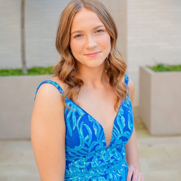 Sequin Embellished Mini Dress – Electric Blue - Picture 2 of 3